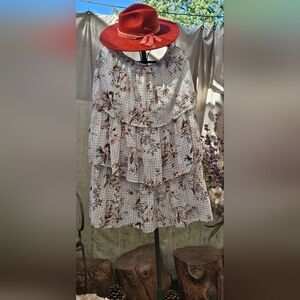 Xhilaration Brand  Floral Skirt - Cream and Brown